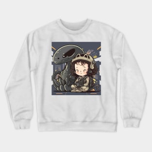 Ellen Ripley and The Xenomorph Cute and Chibi Version of Alien Crewneck Sweatshirt